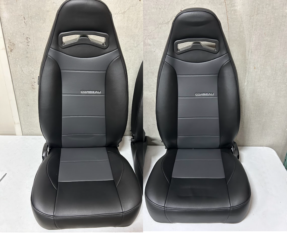 Corbeau-Blem - Blemished Corbeau Moab Black/Dark Grey Vinyl Reclining Back Racing Seats - Pair - Image 1