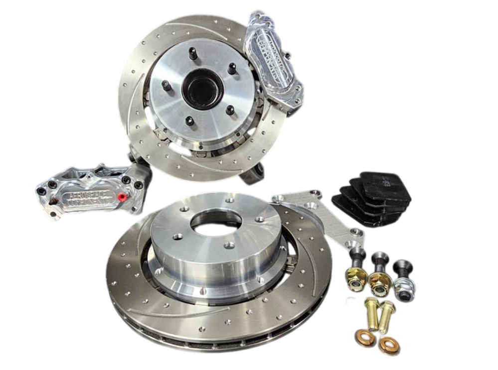 Aerospace Components - Aerospace Brakes 4 Piston Rear Direct Bolt-On Pro-Street Drilled and Slotted Disc Brake Kit for 2009-2025 Nissan 370Z / Nissan Z / Infiniti Q50,Q60,Q70,G37 - Image 1