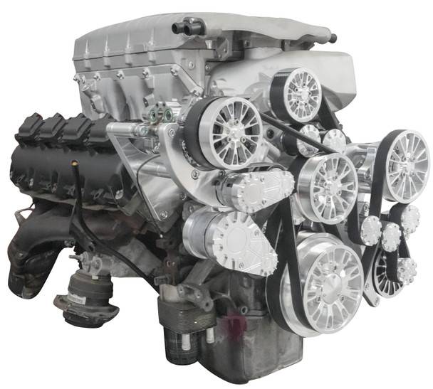CVF Racing - CVF Reaper Dodge Hemi 5.7L/6.1L/6.4L 10-Rib FEAD System For Whipple Inverted 3.0L With Alternator, AC & Power Steering - Polished - Image 1