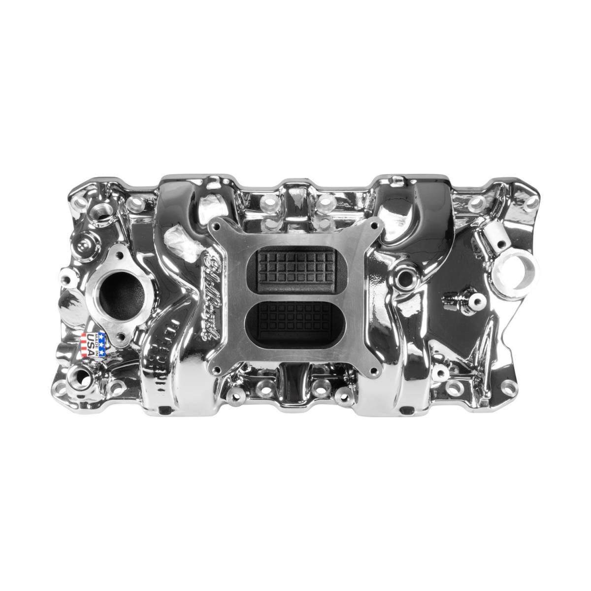Edelbrock - Edelbrock Performer RPM SBC Dual Plane Chrome Plasma Intake Manifold - Square Bore - Image 1