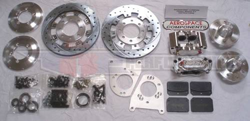 Aerospace Components - Aerospace Ford Mustang Front Pro Street Disc Brakes 1979-1993 4 Lug Drilled, Slotted, Plated - Image 1