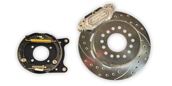 Aerospace Components - Aerospace Pontiac / Olds Rear Pro Street Disc Brakes Drilled, Slotted, Zinc Plated - Image 1