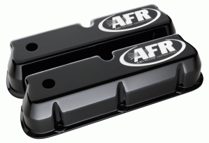 AFR SBF Aluminum Tall Valve Covers CNC Engraved, Black Powder Coat