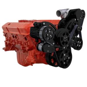 CVF Racing - CVF Wraptor Chevy LS Engine Procharger Serpentine Bracket System with Power Steering & Alternator - Black Diamond Finish - Image 2