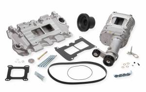 Chevy Small Block 3 V-belt Accessory Drive Weiand - Satin 142 Universal Street Supercharger Kit