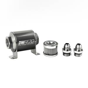 DeatshWerks In-Line Universal Fuel Filter Kit - Stainless Steel 5 Micron, 8AN, 70mm