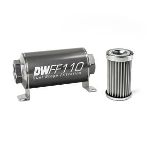 DeatshWerks In-Line Universal Fuel Filter Kit - Stainless Steel 5 Micron, 110mm
