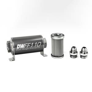DeatshWerks In-Line Universal Fuel Filter Kit - Stainless Steel 5 Micron, 8AN, 110mm
