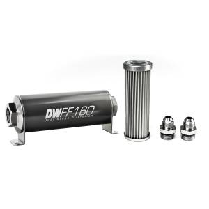 DeatshWerks In-Line Universal Fuel Filter Kit - Stainless Steel 5 micron, 8AN, 160mm