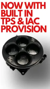 Wilson Manifolds 4500 Dominator 4-Barrel Billet Throttle Body Black W/ TPS & IAC Provision 2.55" Bore 2400CFM