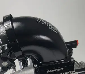 Wilson Manifold - Wilson Manifolds 123MM Hi-Boost Throttle Body + 4500 Billet Elbow Combo V-Band ( Black) - Image 2