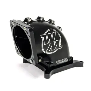 Wilson Manifolds 95MM-105MM 4150 Side/Side Facing Billet Elbow With Divider (Black)