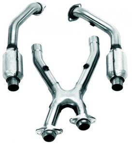 Bassani - Bassani Ford Mustang 1999-2003 4.6L 2V 2 1/2" X-Pipe & Catted Connection Pipes