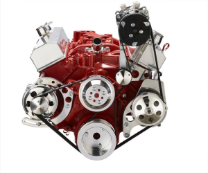 CVF Racing - CVF Chevy Small Block Serpentine Conversion System with AC, Alternator & Power Steering Brackets, For Long Water Pump - Polished - Image 2