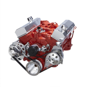 CVF Chevy Small Block Serpentine Conversion System with Alternator, Power Steering Brackets, For Electric Water Pump - Polished