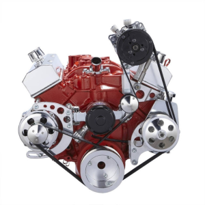 CVF Racing - CVF Chevy Small Block Serpentine Conversion System with AC, Alternator, Power Steering Brackets, For Electric Water Pump - Polished - Image 2