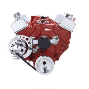 CVF Racing - CVF Chevy Small Block Serpentine Conversion System with Alternator Only Brackets, For Electric Water Pump - Polished - Image 2