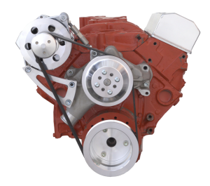 CVF Chevy Small Block Serpentine Conversion System with High Mount Alternator Only Bracket, For Long Water Pump - Polished