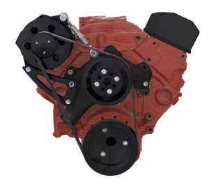 CVF Chevy Small Block Serpentine Conversion System with High Mount Alternator Only Bracket, For Long Water Pump - Black