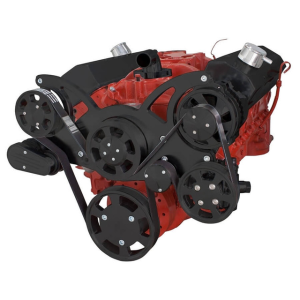 CVF Chevy Small Block Serpentine System with Power Steering & Alternator (All Inclusive) - Black