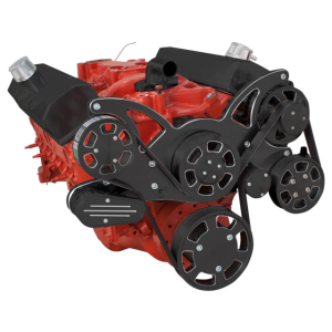 CVF Racing - CVF Chevy Small Block Serpentine System with Power Steering & Alternator (All Inclusive) - Black Diamond - Image 3