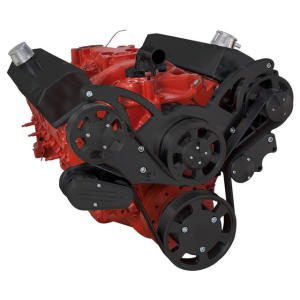 CVF Chevy Small Block Serpentine System with AC & Alternator (All Inclusive) - Black