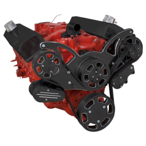 CVF Chevy Small Block Serpentine System with Alternator Only (All Inclusive) - Black Diamond