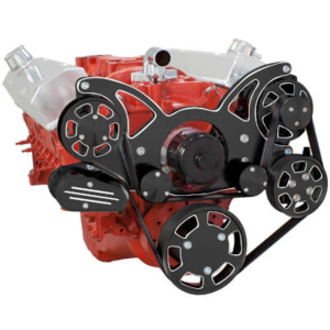 CVF Chevy Small Block Serpentine System with Power Steering & Alternator with Electric Water Pump (All Inclusive) - Black Diamond