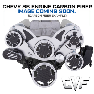 CVF Chevy Small Block Serpentine System with Power Steering & Alternator (All Inclusive) - Polished W Carbon Fiber Inlay