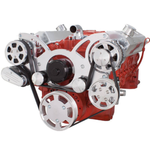 CVF Chevy Small Block Serpentine System with AC, Power Steering & Alternator with Electric Water Pump (All Inclusive) - Polished