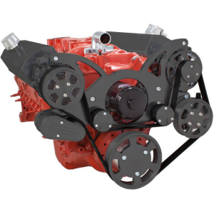 CVF Chevy Small Block Serpentine System with AC, Power Steering & Alternator with Electric Water Pump (All Inclusive) - Black