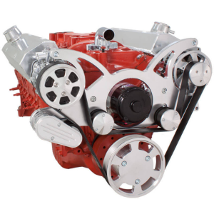 CVF Chevy Small Block Serpentine System with AC & Alternator with Electric Water Pump (All Inclusive) - Polished