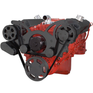 CVF Chevy Small Block Serpentine System with AC & Alternator with Electric Water Pump (All Inclusive) - Black