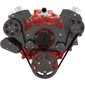 CVF Racing - CVF Chevy Small Block Serpentine System with AC & Alternator with Electric Water Pump (All Inclusive) - Black - Image 2