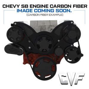 CVF Chevy Small Block Serpentine System with Power Steering & Alternator (All Inclusive) - Black W/ Carbon Fiber Inlay