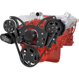 CVF Chevy Small Block Serpentine System with Alternator Only with Electric Water Pump (All Inclusive) - Black Diamond