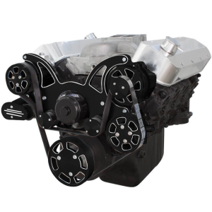 CVF Chevy Big Block Serpentine System with AC, Power Steering & Alternator with Electric Water Pump (All Inclusive) - Black Diamond