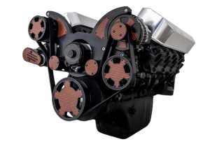 CVF Chevy Big Block Serpentine System with AC, Power Steering & Alternator with Electric Water Pump (All Inclusive) - Black W/ Carbon Fiber Inlay