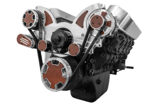CVF Chevy Big Block Serpentine System with AC & Alternator with Electric Water Pump (All Inclusive) - Polished W/ Carbon Fiber Inlay