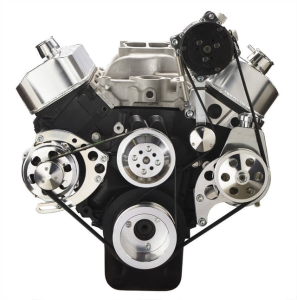 CVF Racing - CVF Chevy Big Block Serpentine Serpentine Conversion Kit with AC, Alternator & Power Steering Brackets, For Long Water Pump - Polished - Image 2