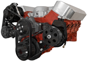 CVF Chevy Big Block Serpentine Serpentine Conversion Kit with Mid-Mount AC, Alternator, Power Steering, Long Water Pump - Black