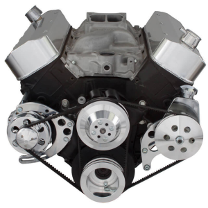 CVF Racing - CVF Chevy Big Block V-Belt System with Power Steering Brackets, For Long Water Pump - Polished - Image 2