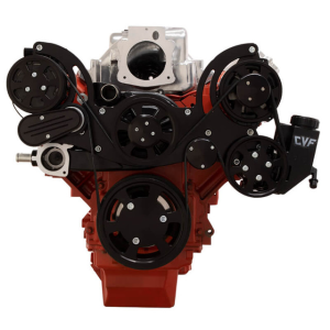 CVF Racing - CVF Chevy LS Mid-Mount Serpentine System with AC, Alternator & Power Steering - Black (All Inclusive) - Image 2