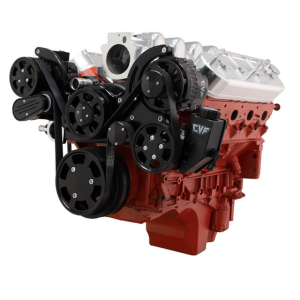 CVF Chevy LS Mid-Mount Serpentine System with AC, Alternator & Power Steering - Black (All Inclusive)