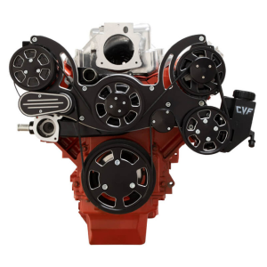 CVF Racing - CVF Chevy LS Mid-Mount Serpentine System with AC, Alternator & Power Steering - Black Diamond (All Inclusive) - Image 2