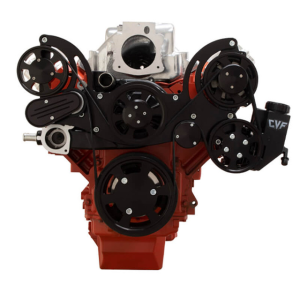 CVF Racing - CVF Chevy LS Mid-Mount Serpentine System with Power Steering & Alternator - Black (All Inclusive) - Image 2