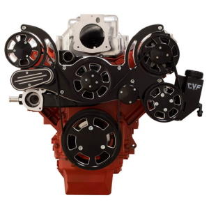 CVF Racing - CVF Chevy LS Mid-Mount Serpentine System with Power Steering & Alternator - Black Diamond (All Inclusive) - Image 2