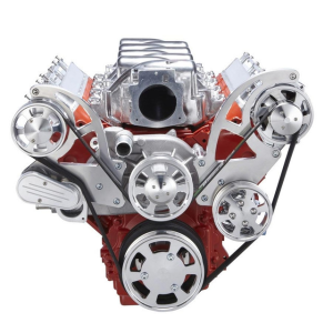 CVF Racing - CVF Chevy LS High-Mount Serpentine System with Power Steering & Alternator - Polished (All Inclusive) - Image 2