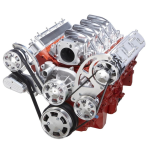 CVF Chevy LS High-Mount Serpentine System with Power Steering & Alternator - Polished (All Inclusive)