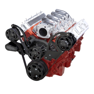 CVF Chevy LS High-Mount Serpentine System with Alternator Only - Black Diamond (All Inclusive)